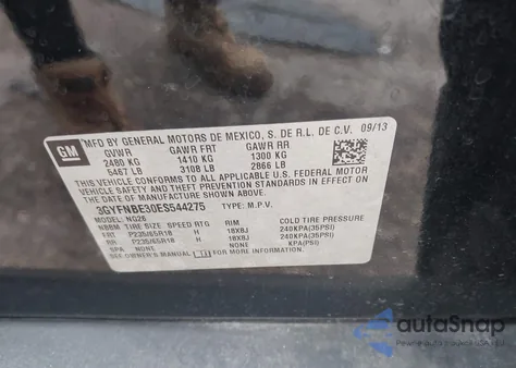 2014 Cadillac Srx Luxury Collection z USA, uszkodzony, nr VIN 3GYFNBE30ES544275